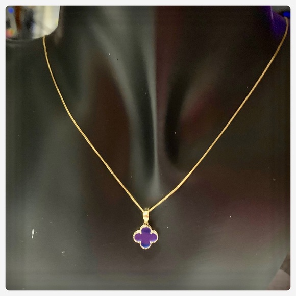 18k Solid Gold Clover 2-1 set - Blue - Picture 3 of 7